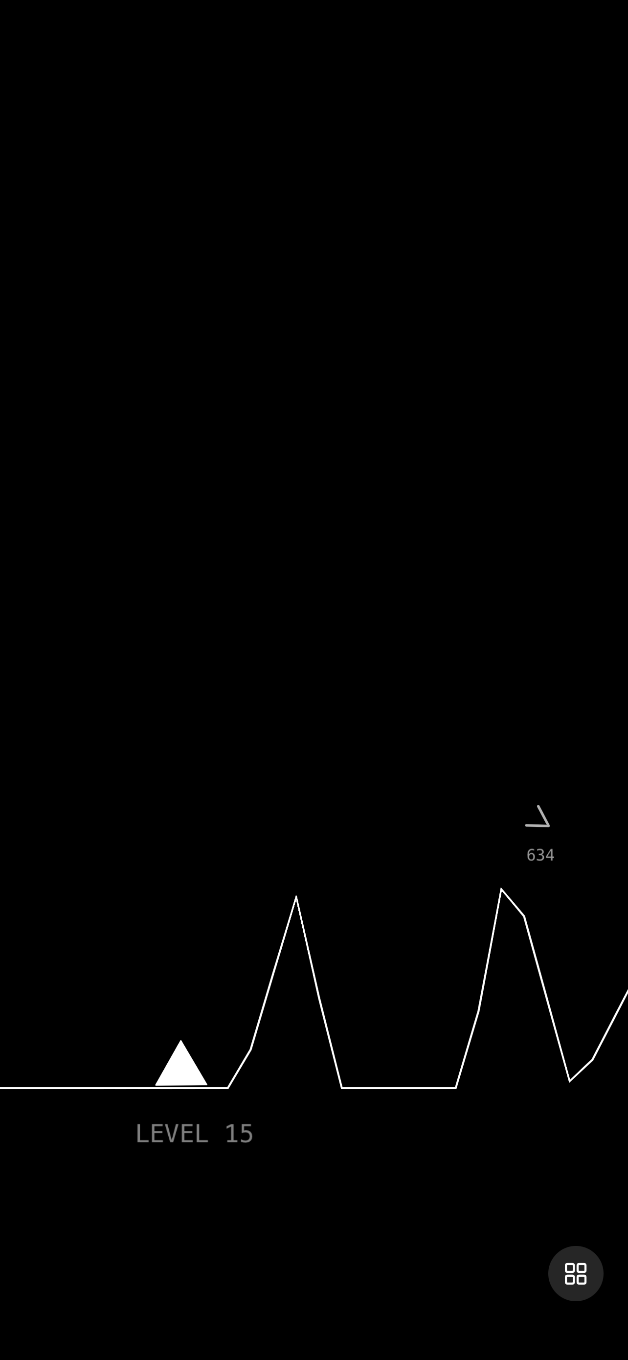 FlickIt multi-peak terrain with chevron pointing to a distant goal